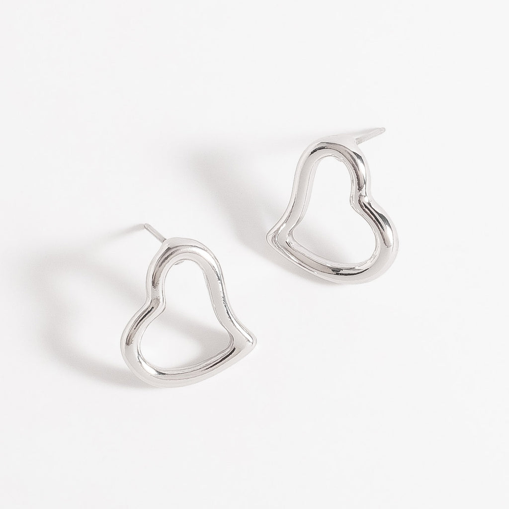 Silver Sweetheart Double Heart Earrings