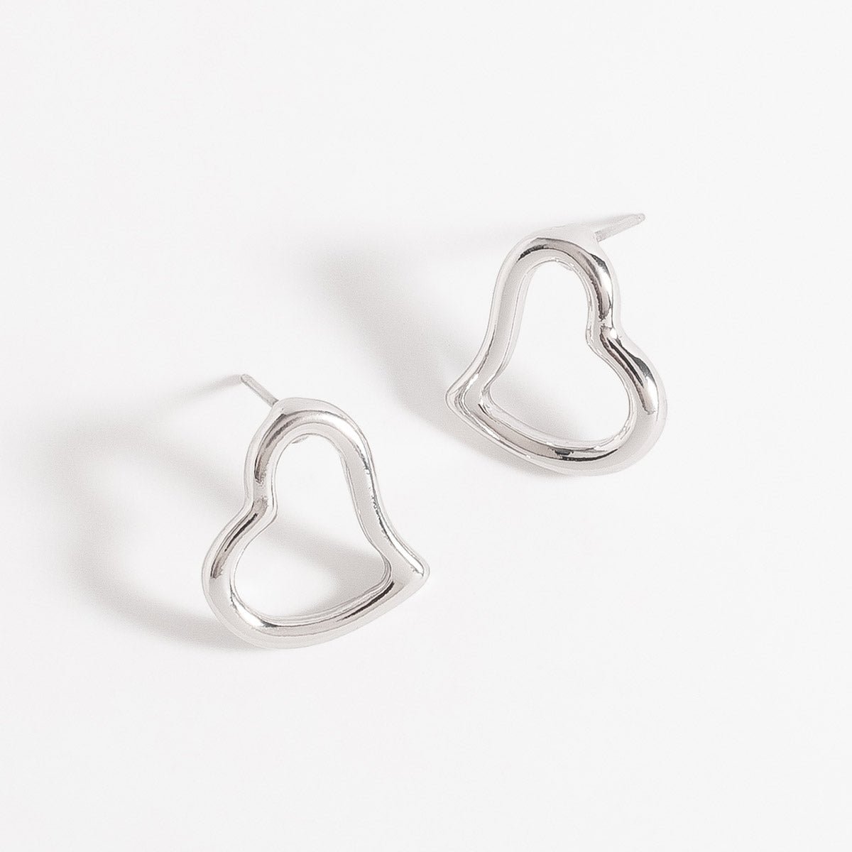 Silver Sweetheart Double Heart Earrings