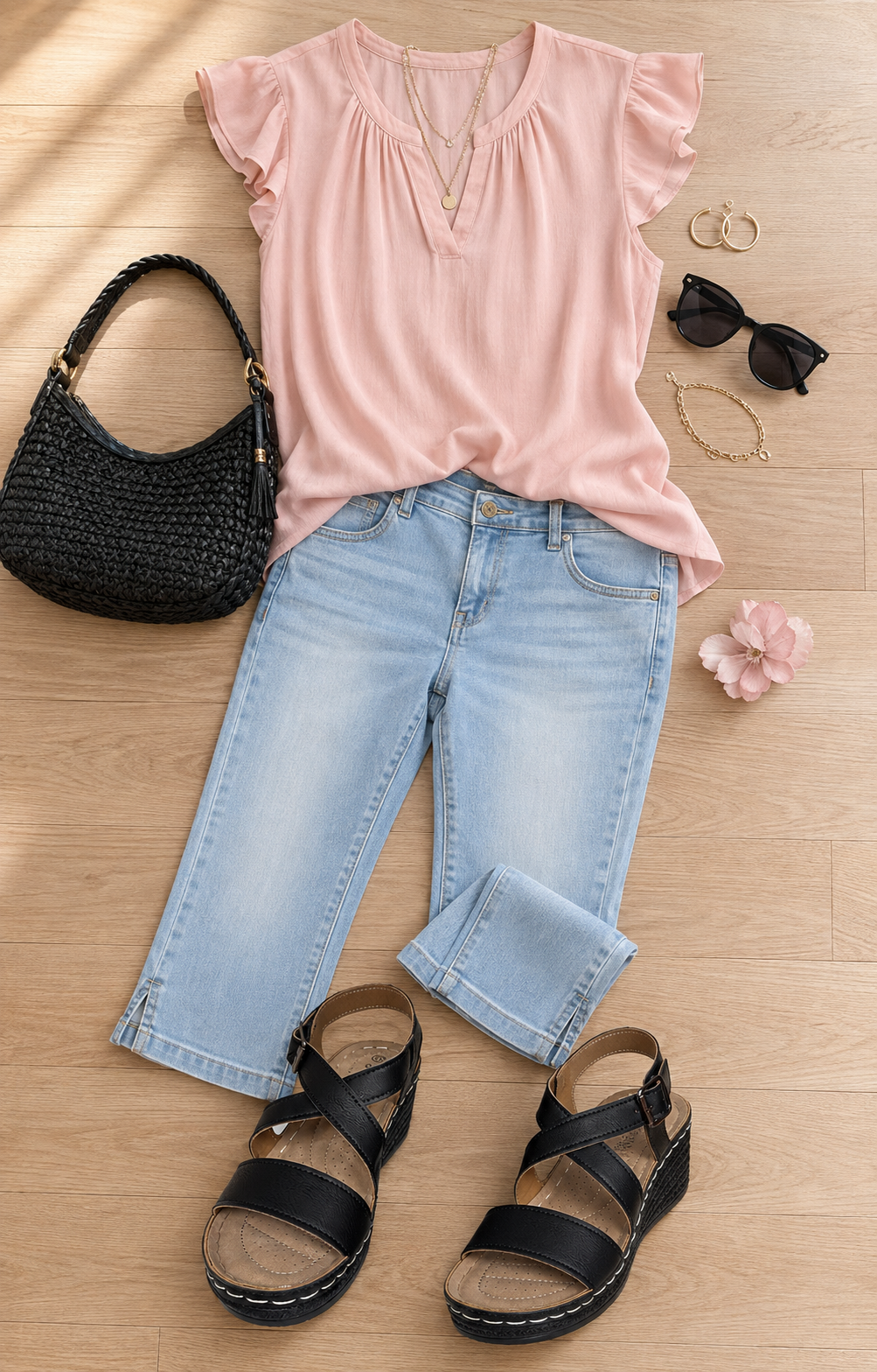 Low Wedge Crisscross Comfort Ankle-Strap