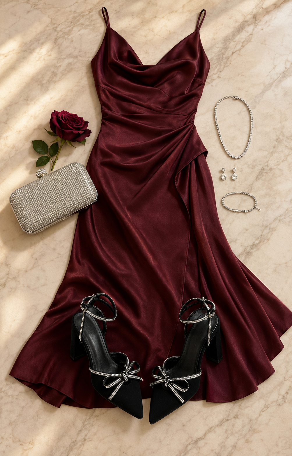 Rhinestone Bow Ankle-Strap Heels