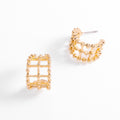 Golden Grid Hoop Earrings