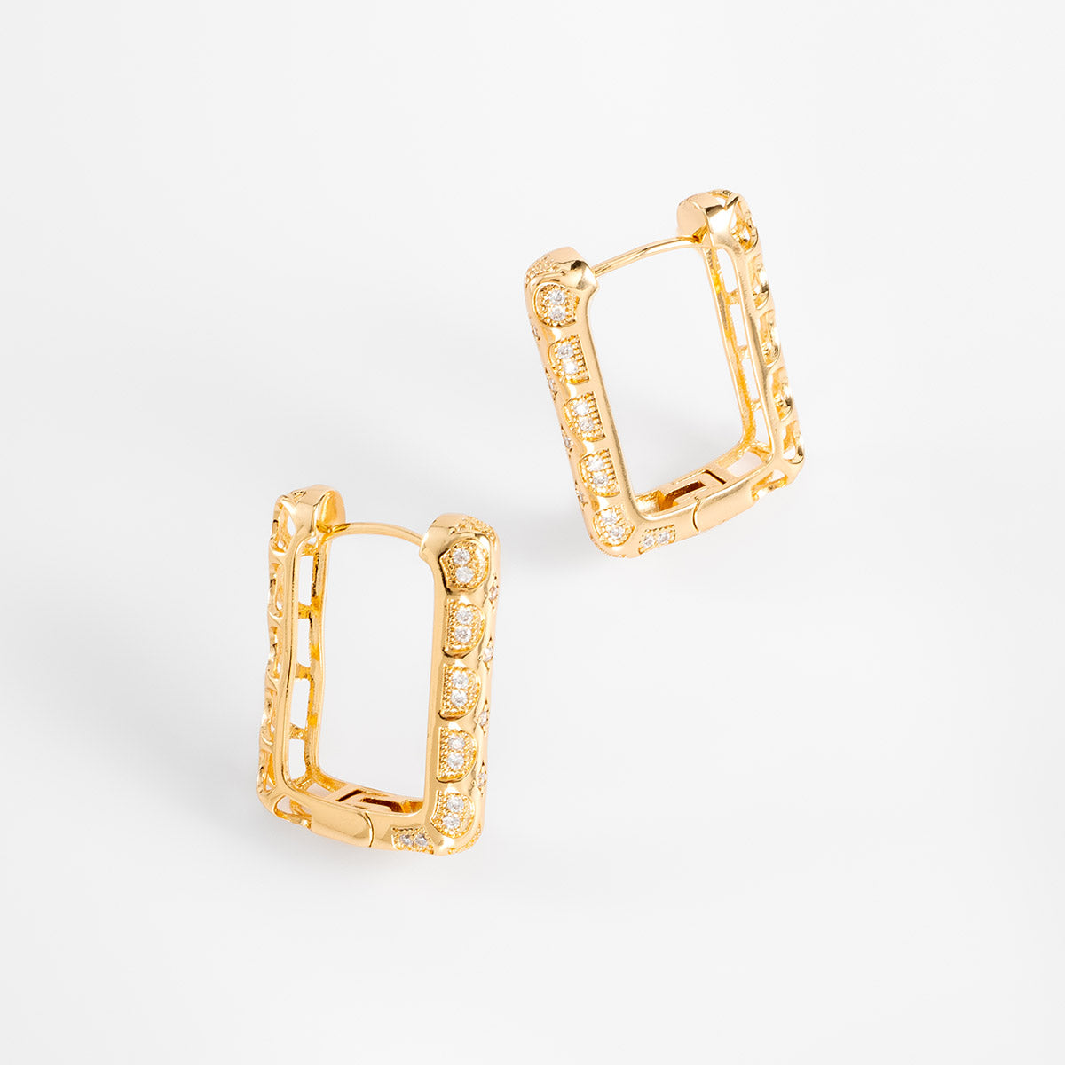 Crystal Edge Rectangle Hoops