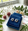 Midnight Blue Crystal Square Stud Earrings