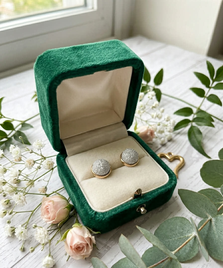 Silver Glow Textured Stud Earrings