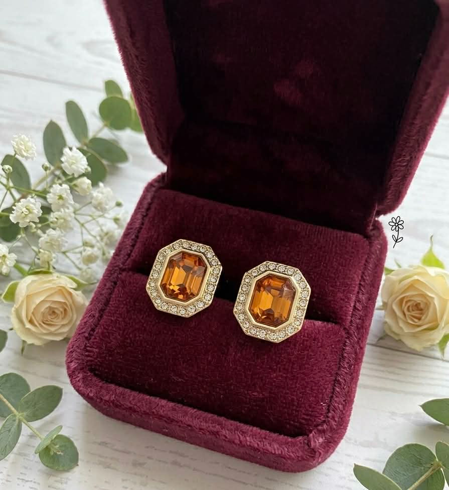 Amber Luxe Crystal Stud Earrings